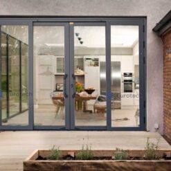 Cửa trượt quay Eurotech hệ tiêu chuẩn loại 4 cánh màu ghi