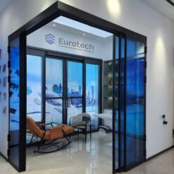 Cửa Trượt Quay Eurotech Hệ Slim Nội Thất – Xám ruby ( Mettallic ánh kim) 6 cánh nối góc