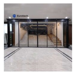 Cửa trượt quay Eurotech Hệ slim nội thất 6 cánh màu đen đá thạch anh