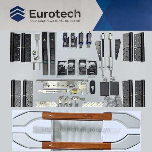 Phụ kiện đồng bộ siêu bền cửa trượt quay Eurotech(dùng bánh xe đơn)
