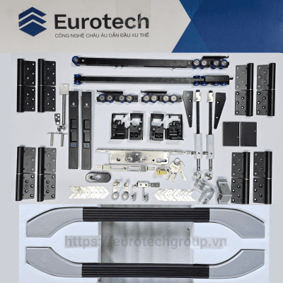 Phụ Kiện đồng Bộ Siêu Bền Cửa Trượt Quay Eurotech(bánh Xe Giảm Chấn 8 Bánh)