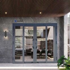 Cửa Trượt Quay Eurotech Hoàng Gia 4 Cánh Hệ Nẹp Rời 8.0 - Màu Ghi Xám - Phiên Bản Premium 2025