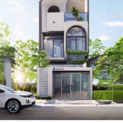 nhà-phố-2-tầng--cửa-cổng-trượt-quay-eurotech-màu-ghi-xám--