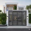 CỬA CỔNG TRƯỢT QUAY EUROTECH HỆ HOÀNG GIA MÀU CÀ PHÊ W