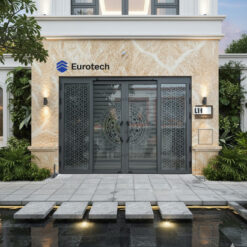 CỬA CỔNG TRƯỢT QUAY EUROTECH HOÀNG GIA 4 CÁNH MÀU GHI XÁM W