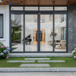 Cửa trượt quay Eurotech hệ HOÀNG GIA - NẸP RỜI 8.0  Xám Đá có ôfix cửa